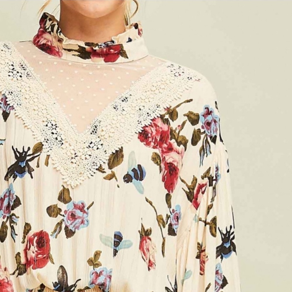 Entro Cream Floral Midi Dress - Picture 9 of 10